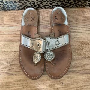 Jack Rogers Sandals - Women’s 10 - Gold/Platinum- Very Used!